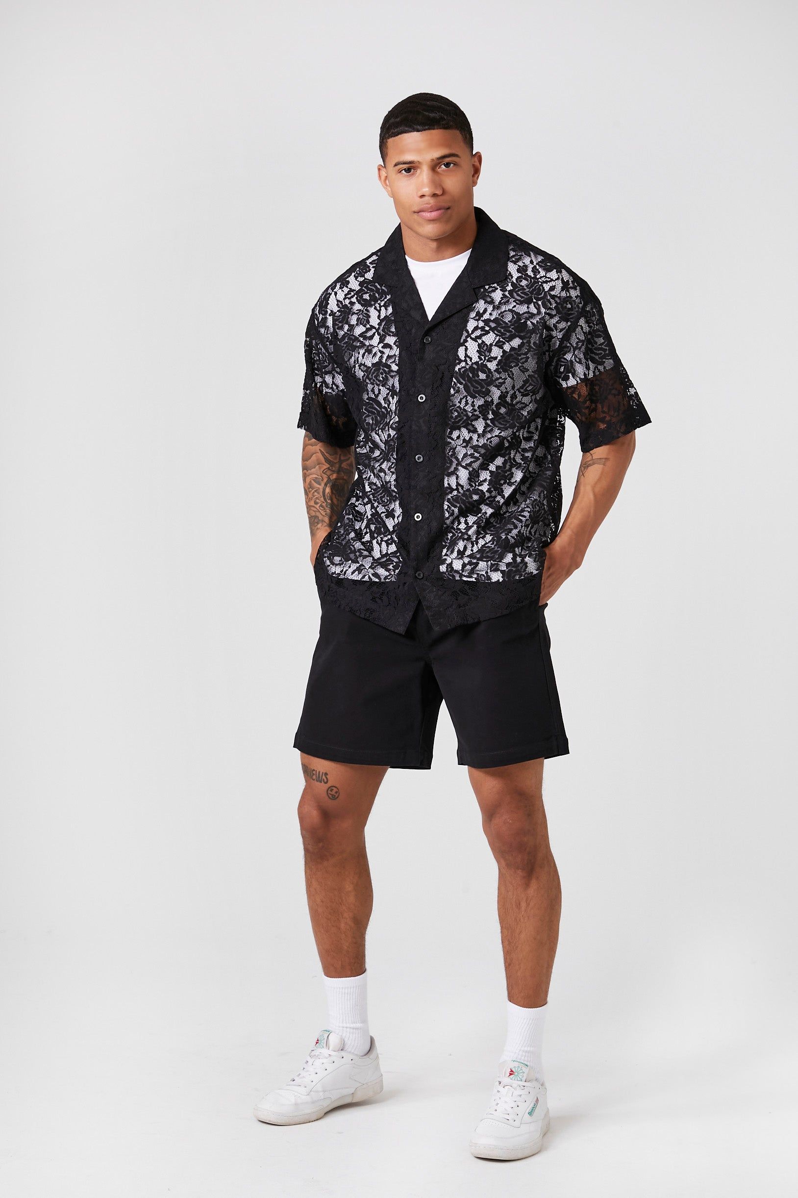 Sheer Floral Lace Button-Up Top sold by Urban Planet product image thumbnail 4