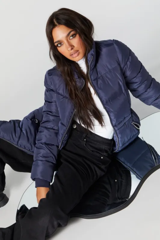 Longline Hooded Puffer Jacket sold by Urban Planet