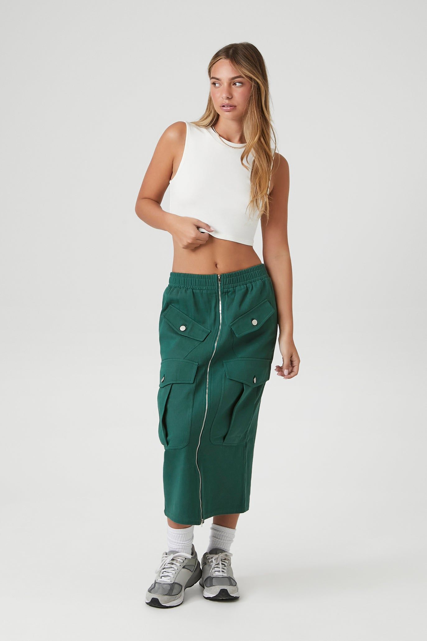 Zip Front Cargo Midi Skirt sold by Urban Planet