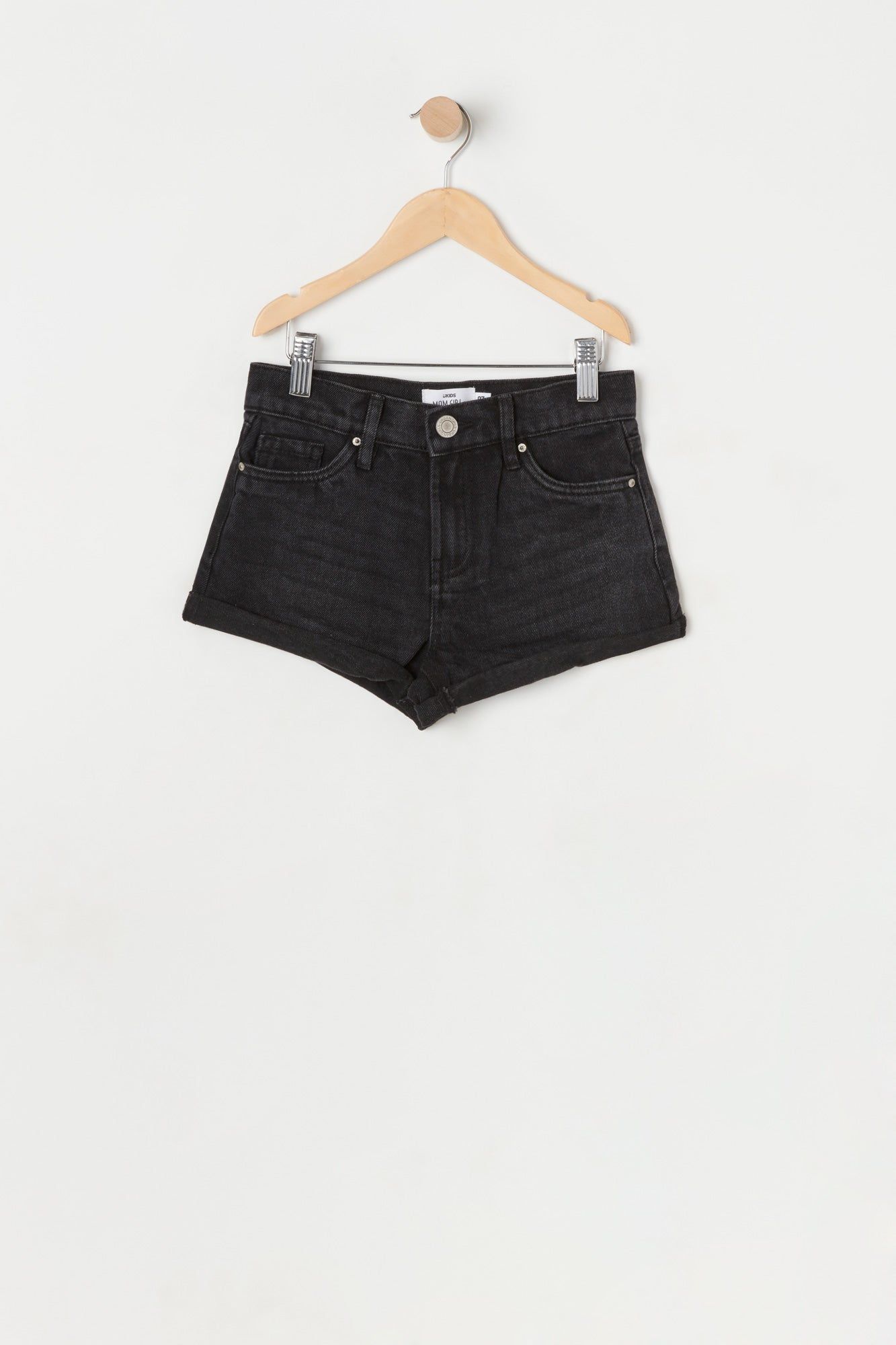 Girls Mom High-Rise Black Short sold by Urban Planet