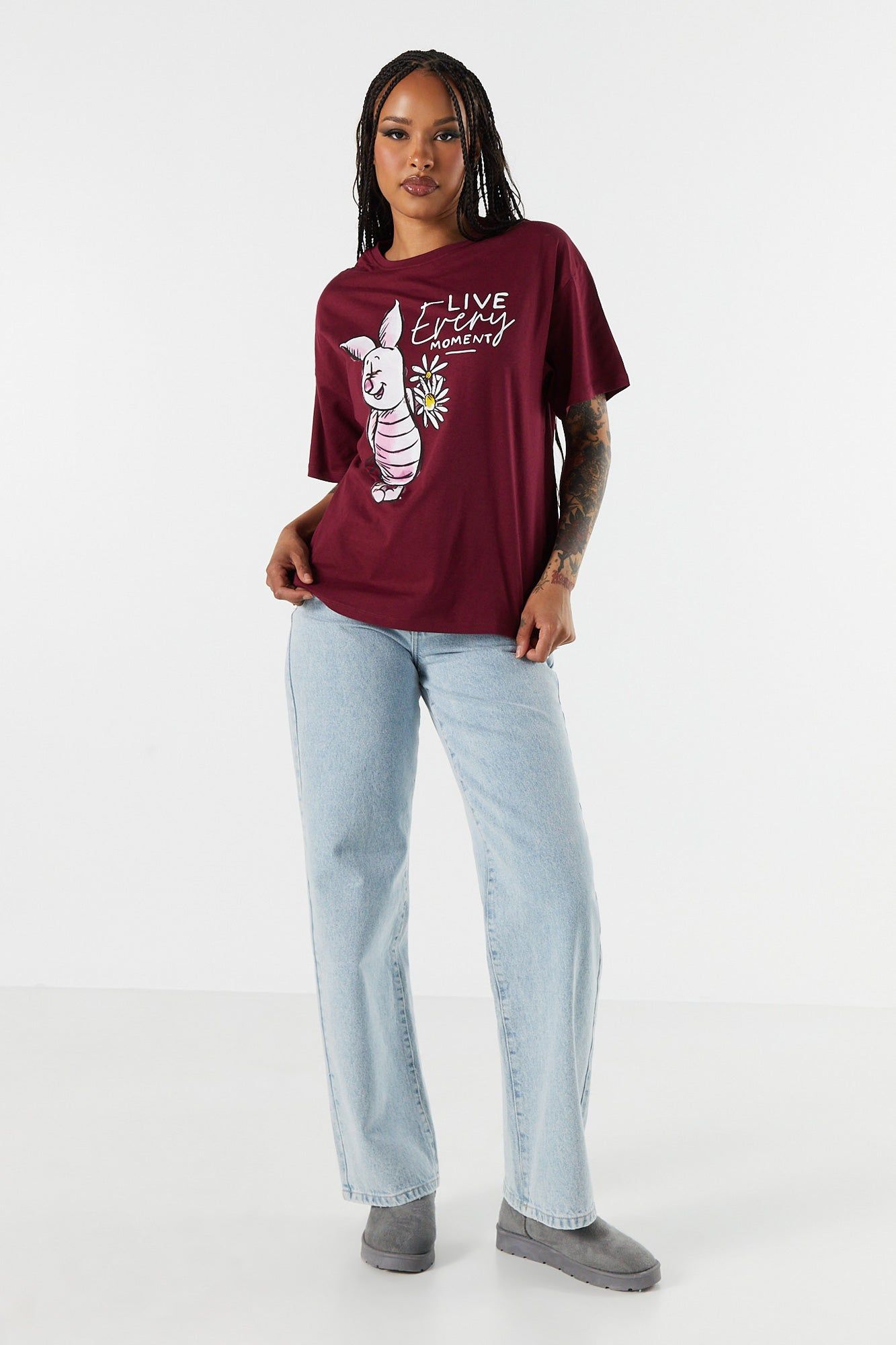 T-shirt de coupe garçonne à imprimé Piglet sold by Urban Planet product image thumbnail 3