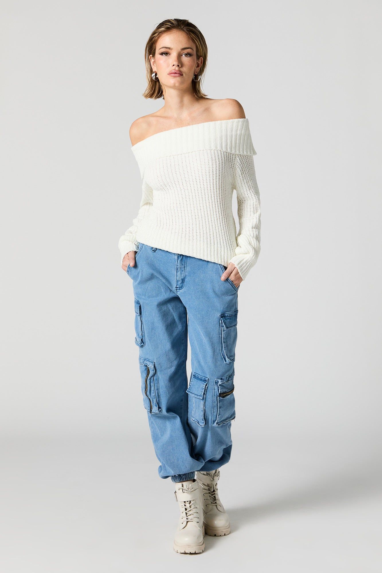 Jogger cargo en denim avec poches multiples sold by Urban Planet product image thumbnail 4