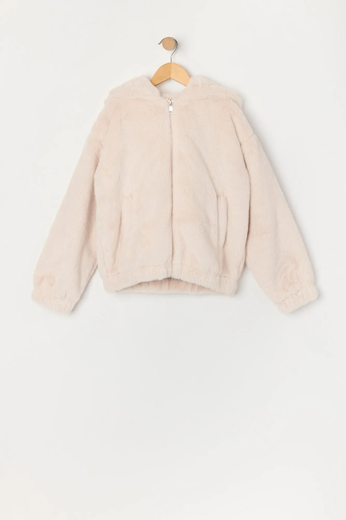 Girls Faux Fur Zip Up Jacket sold by Urban Planet product image thumbnail 5