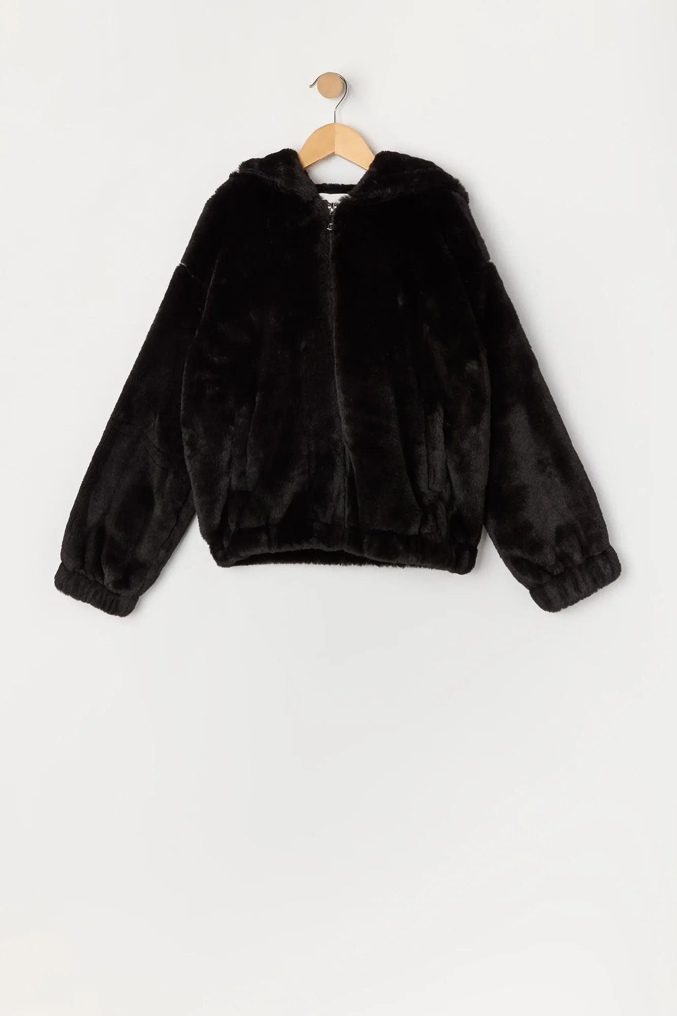 Girls Faux Fur Zip Up Jacket sold by Urban Planet product image thumbnail 3
