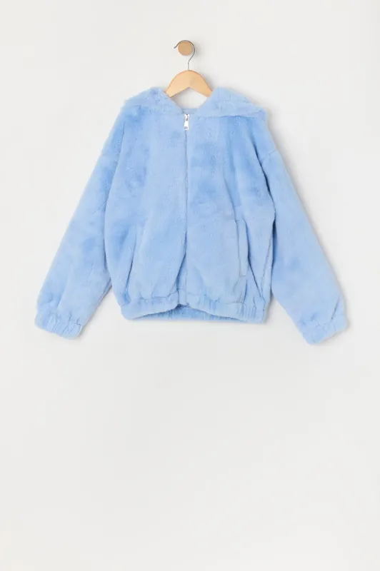 Girls Faux Fur Zip Up Jacket sold by Urban Planet