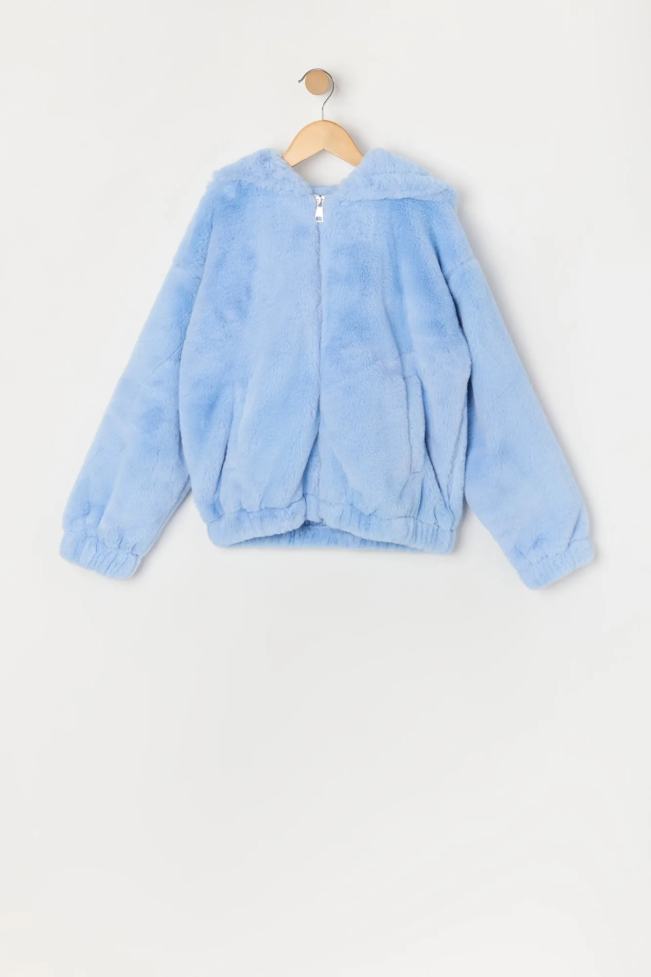 Girls Faux Fur Zip Up Jacket sold by Urban Planet