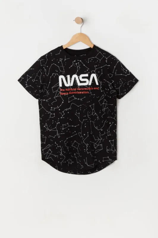 Boys Constellation Print NASA Graphic Longline T-Shirt sold by Urban Planet