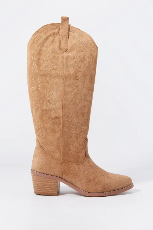 Faux-Suede Tall Cowboy Boot sold by Urban Planet
