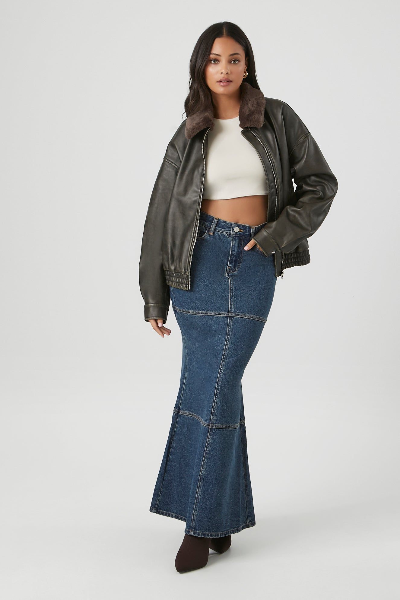 Faux Fur Collared Bomber Jacket sold by Urban Planet product image thumbnail 4