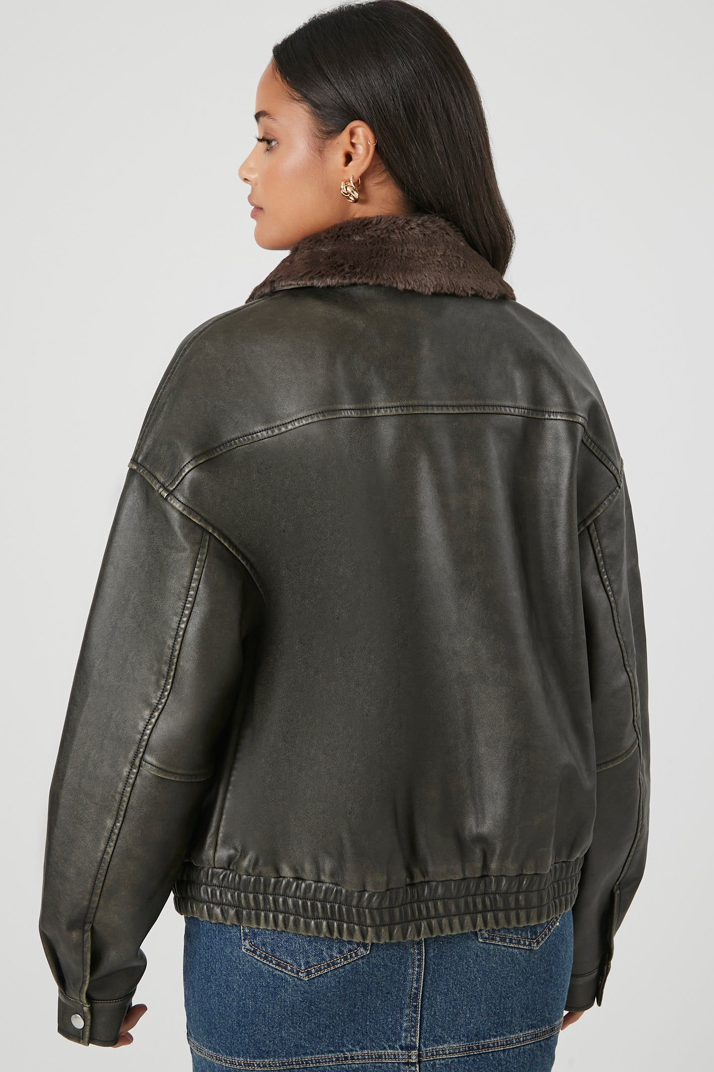 Faux Fur Collared Bomber Jacket sold by Urban Planet product image thumbnail 2
