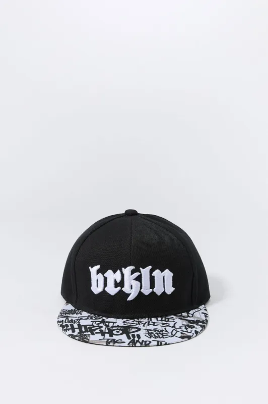 Brooklyn Embroidered Graffiti Print Snapback Hat sold by Urban Planet