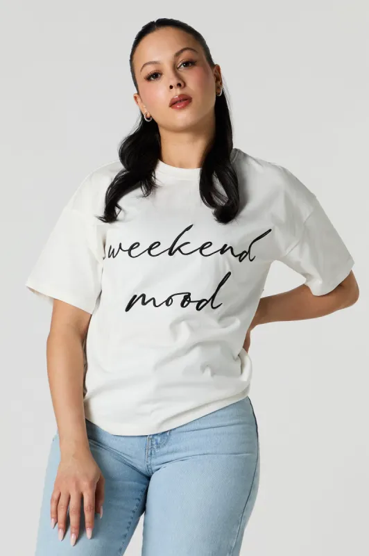 Weekend Mood Embroidered T-Shirt sold by Urban Planet