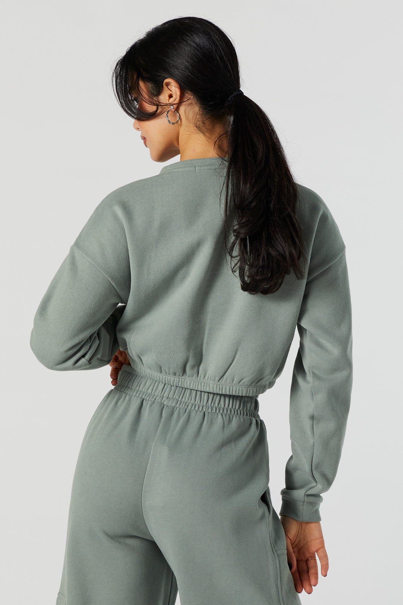 Fleece Cropped Cargo Sweatshirt sold by Urban Planet product image thumbnail 2