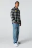 Dripping Smiley Graphic Plaid Button-Up Top sold by Urban Planet
