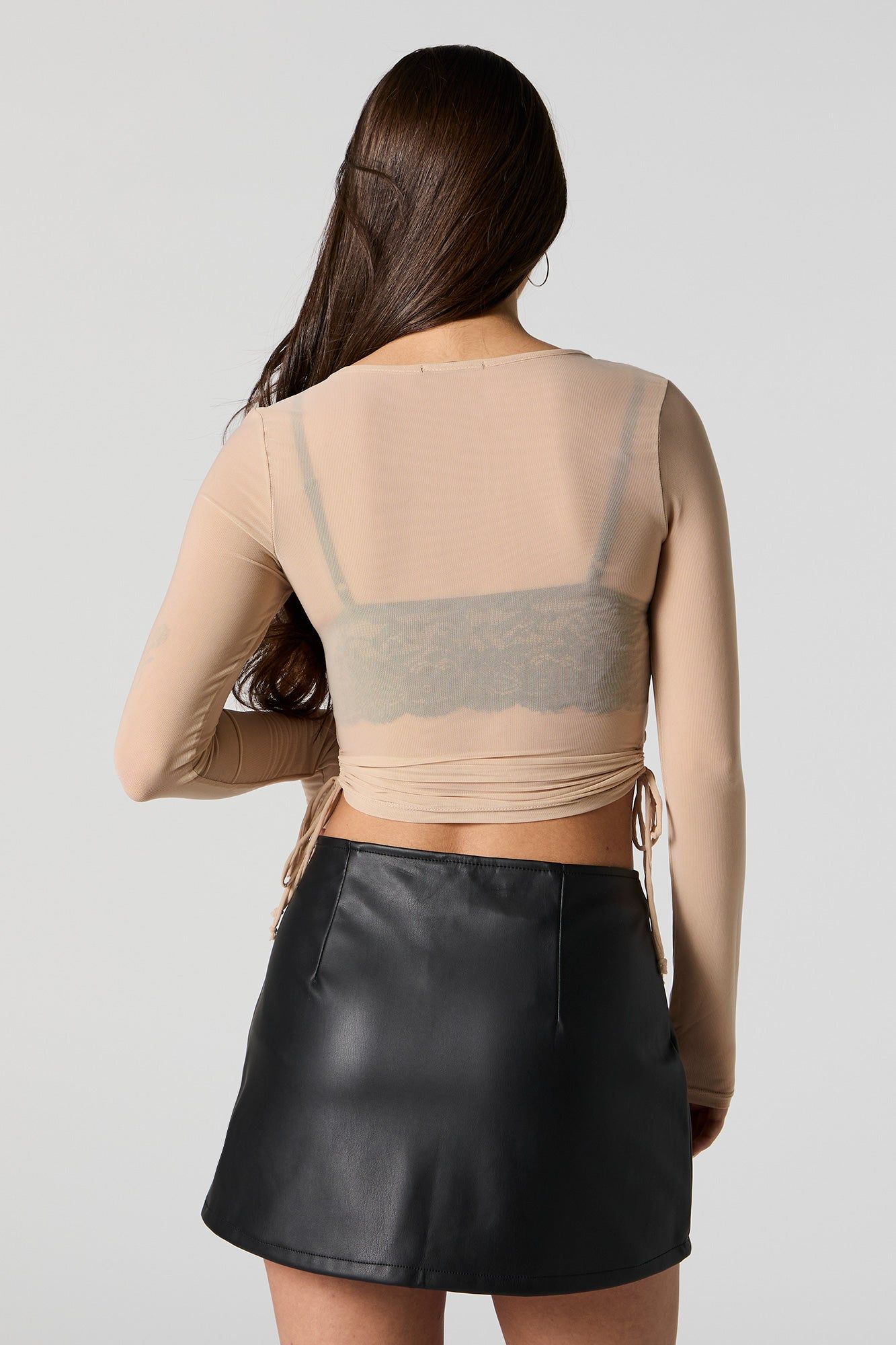 Mesh Drawstring Side Crop Top sold by Urban Planet product image thumbnail 2