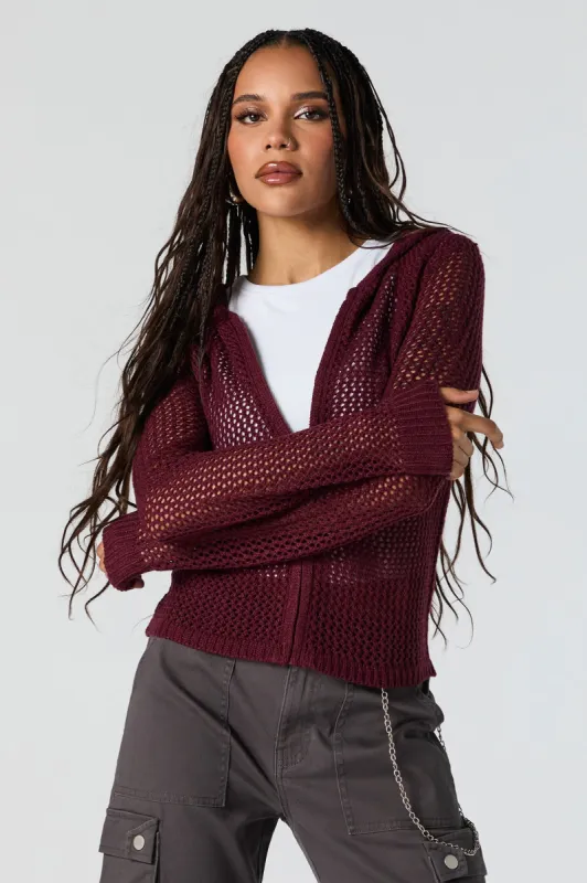 Open Knit Zip-Up Hoodie sold by Urban Planet