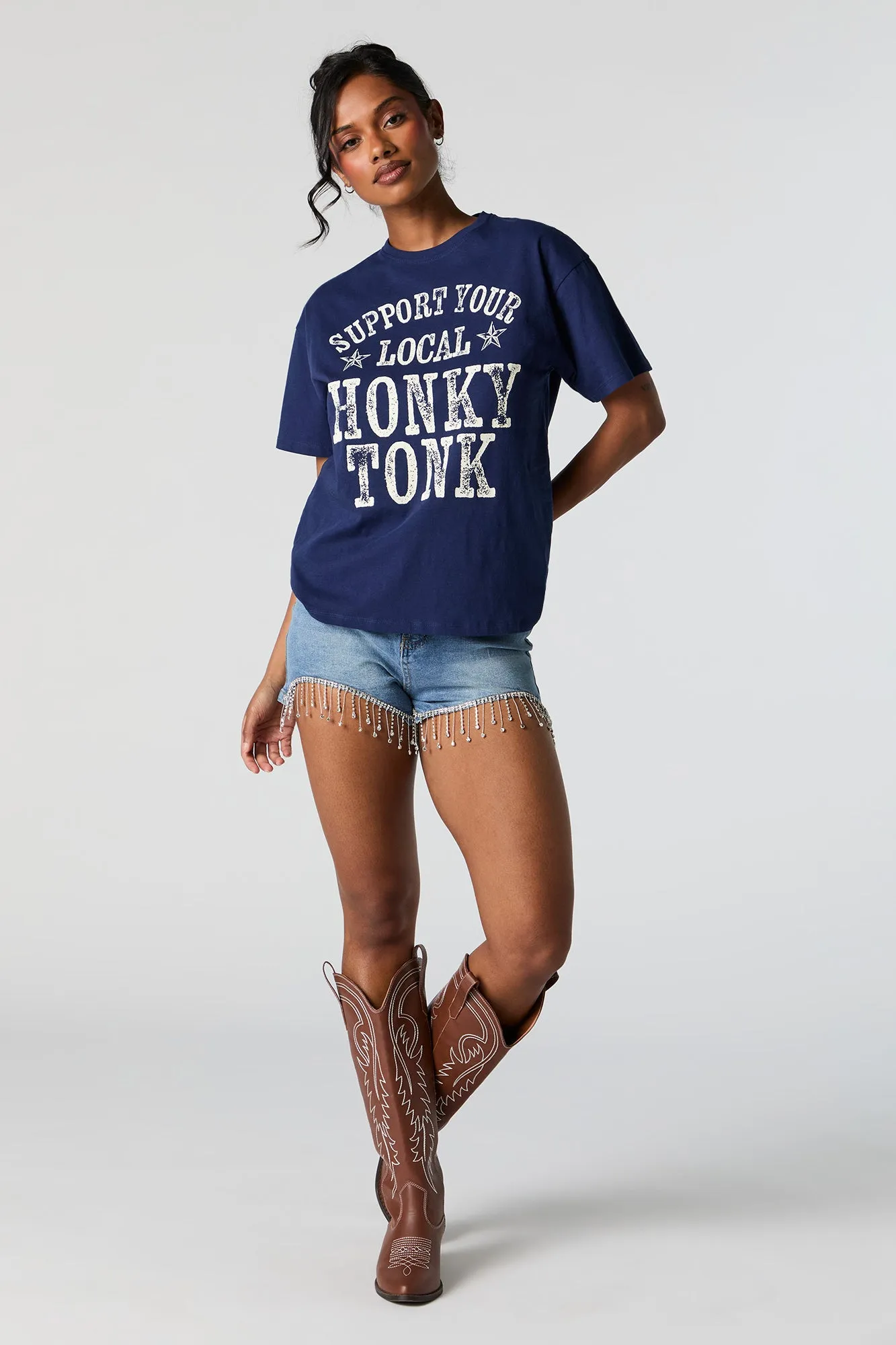 Honky Tonk Graphic Boyfriend T-Shirt sold by Urban Planet product image thumbnail 2
