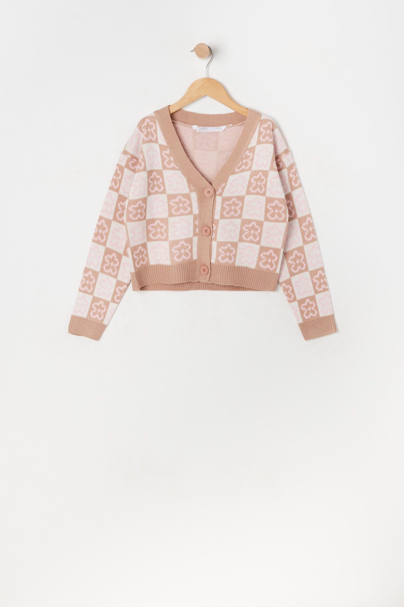 Cardigan boutonné en tricot jacquard à carreaux pour fille sold by Urban Planet