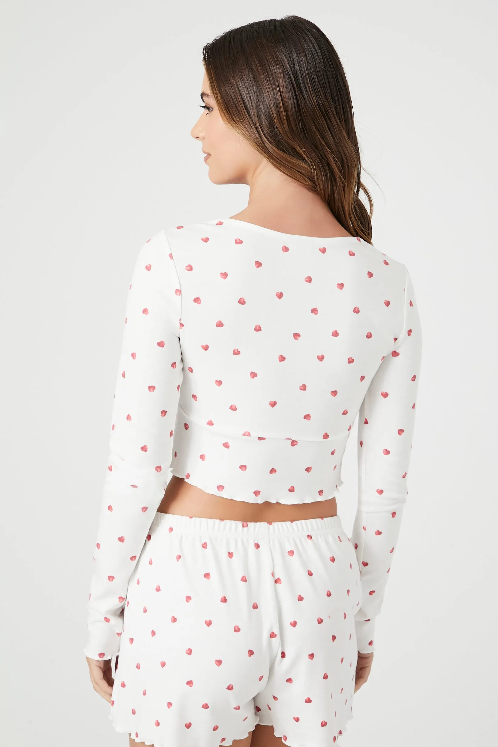 Haut de pyjama avec motif de coeurs et liséré de dentelle sold by Urban Planet product image thumbnail 4