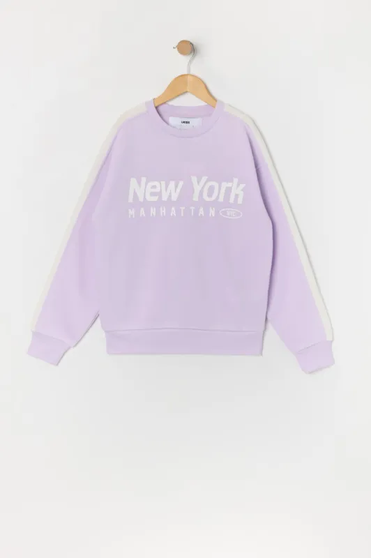 Girls Oversized Manhattan Graphic Fleece Sweatshirt sold by Urban Planet
