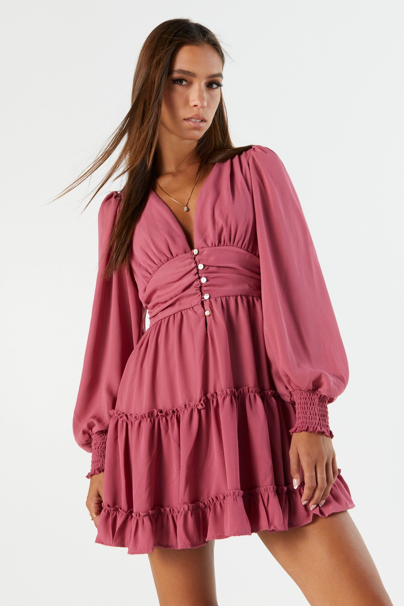 Robe boutonnée volantée à manches longues sold by Urban Planet product image thumbnail 5