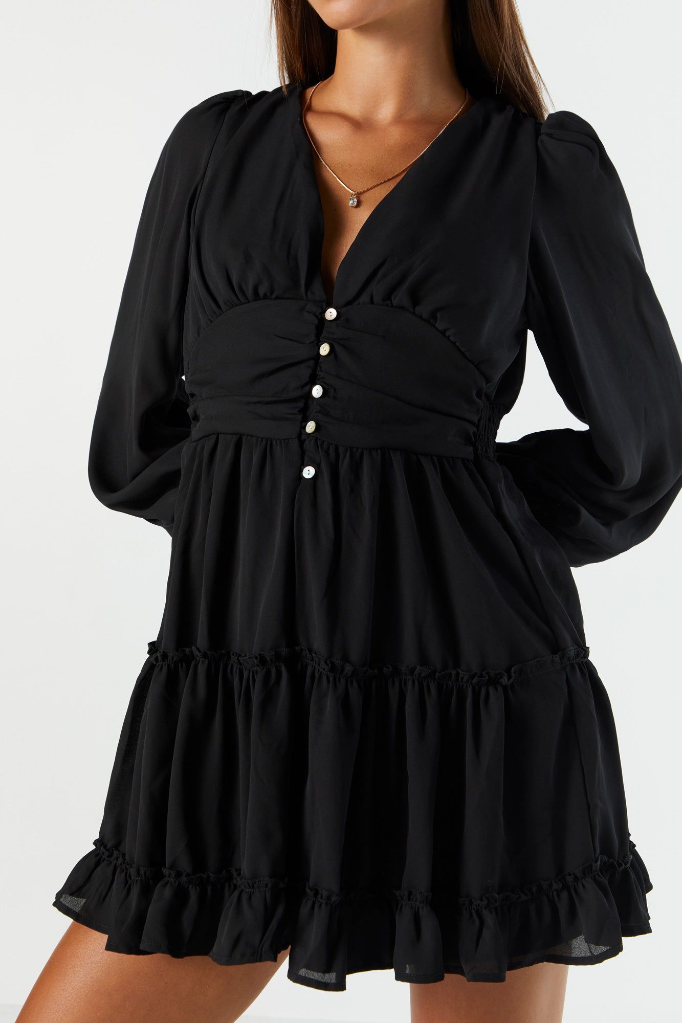 Robe boutonnée volantée à manches longues sold by Urban Planet product image thumbnail 4