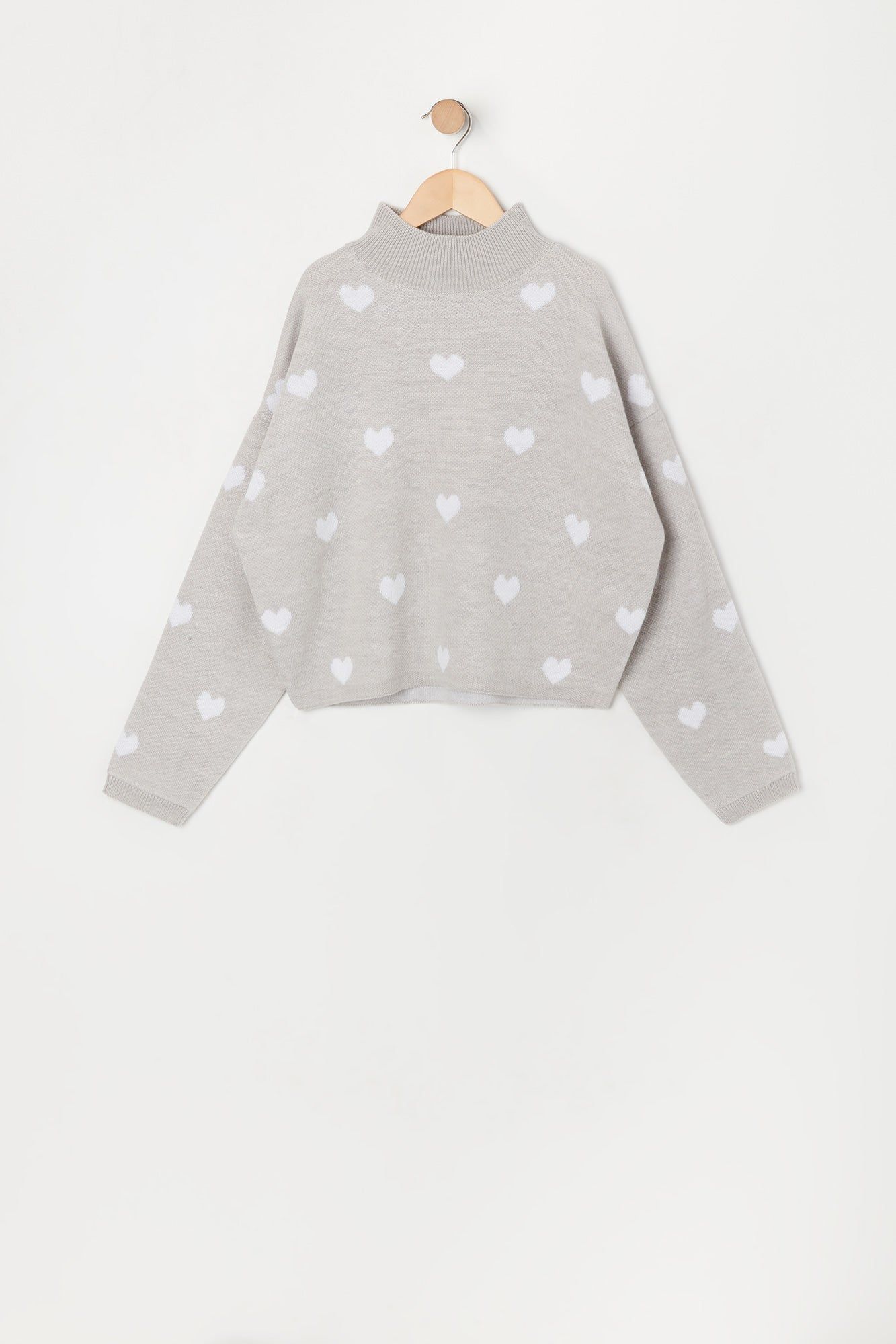 Chandail en tricot à imprimé Coeur avec col cheminée pour fille sold by Urban Planet