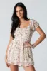 White Floral Chiffon Milkmaid Romper sold by Urban Planet