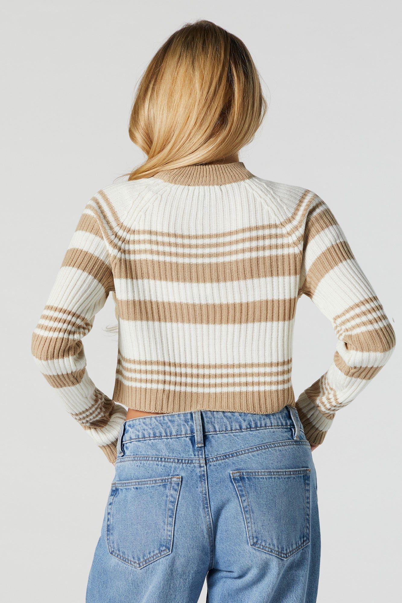 Striped Ribbed Knit Cropped Sweater sold by Urban Planet product image thumbnail 4