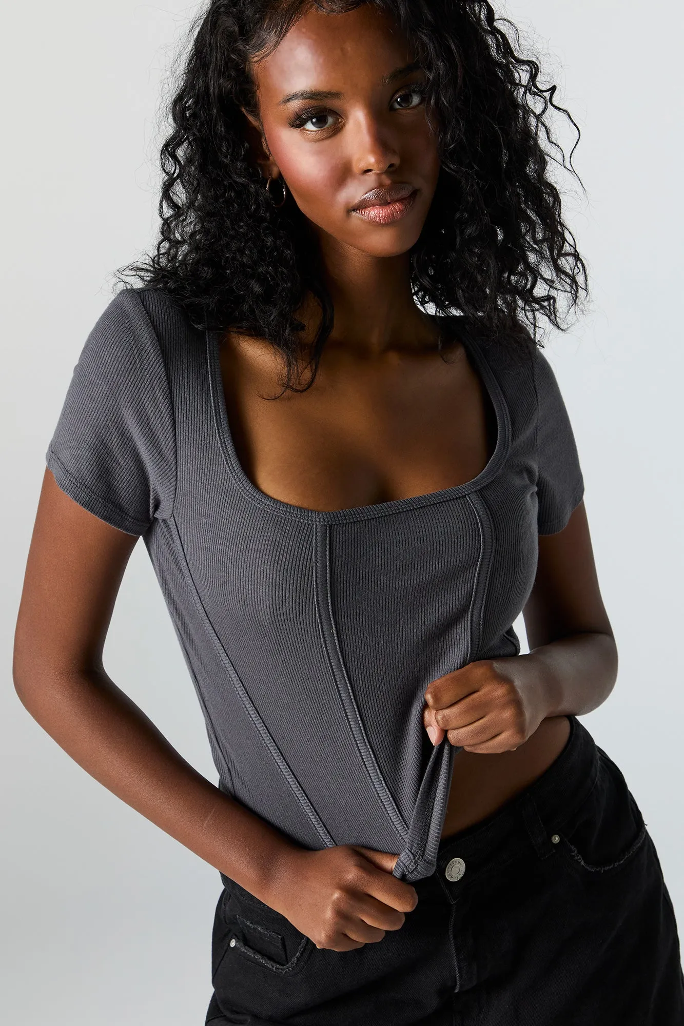 Ribbed Corset T-Shirt sold by Urban Planet product image thumbnail 4