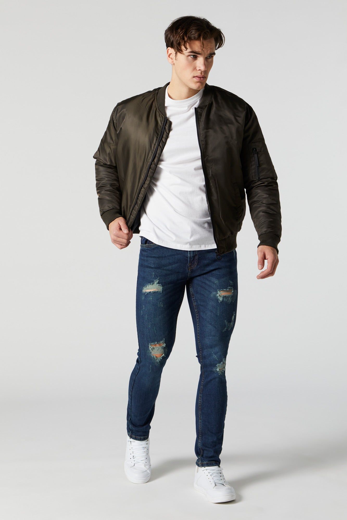 Medium Wash Distressed Skinny Jean sold by Urban Planet product image thumbnail 4