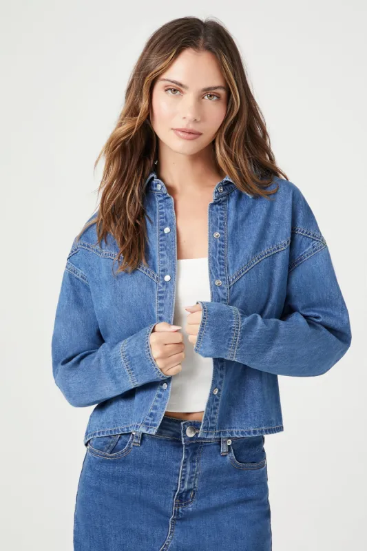 Oversized Denim Button-Up Top sold by Urban Planet