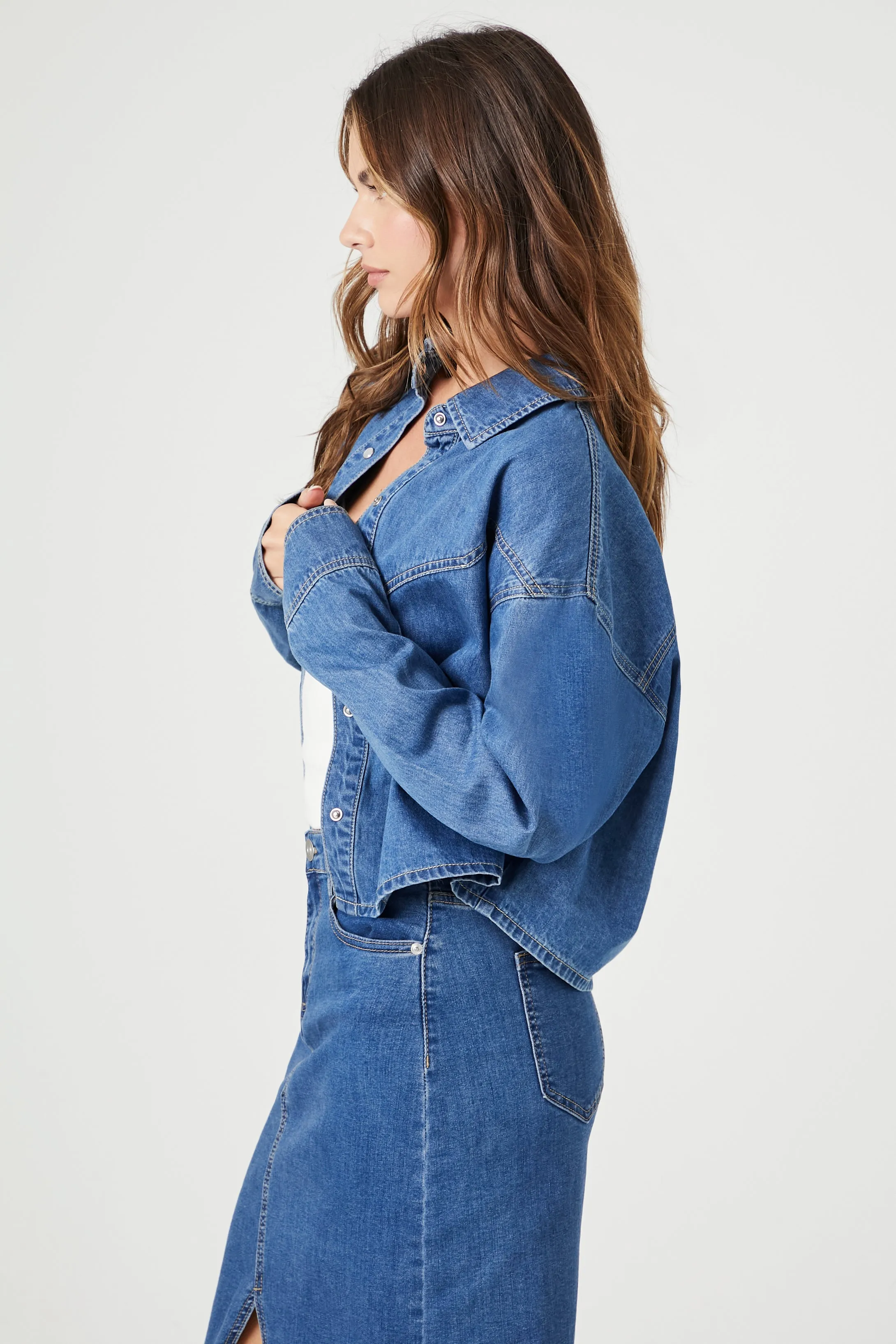 Oversized Denim Button-Up Top sold by Urban Planet product image thumbnail 2