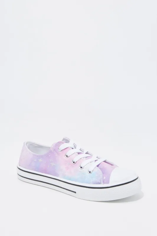 Girls Canvas Rainbow Sparkle Lace Up Sneaker sold by Urban Planet