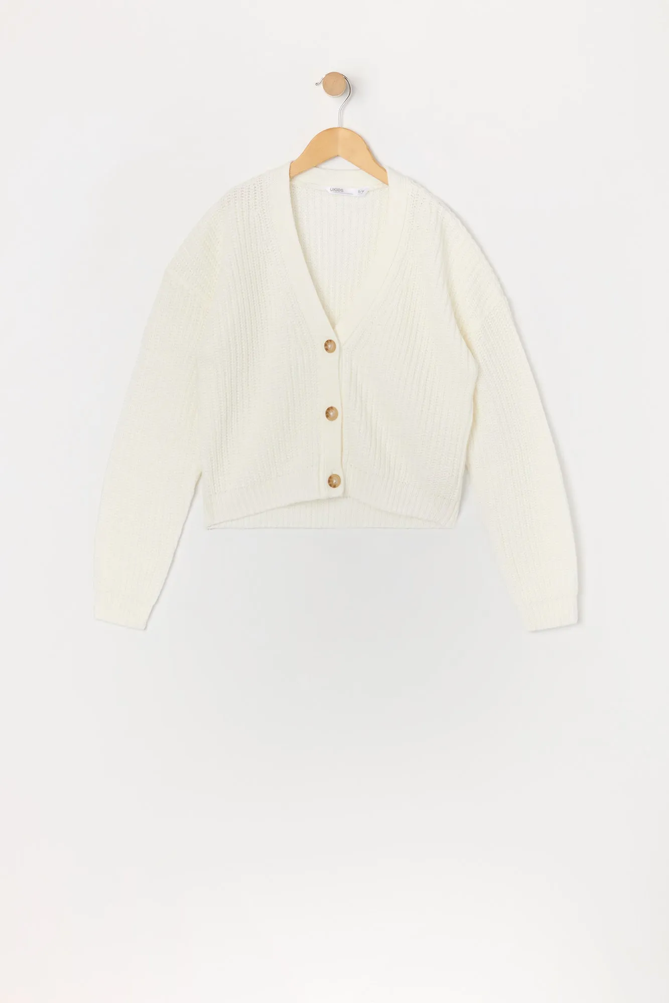 Girls Ribbed Knit Button-Up Sweater sold by Urban Planet product image thumbnail 3