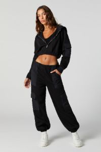 Fleece Nylon Pocket Cargo Jogger sold by Urban Planet