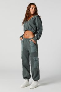 Fleece Nylon Pocket Cargo Jogger sold by Urban Planet