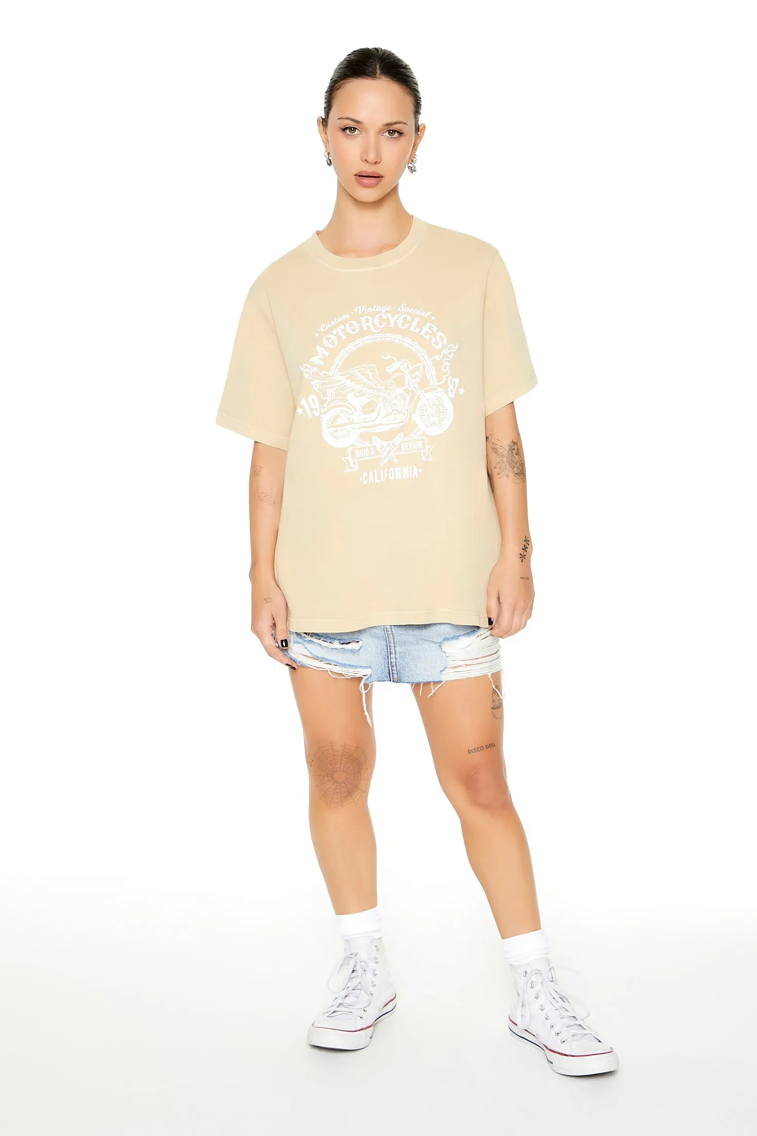 T-shirt surdimensionné à imprimé Motorcycle sold by Urban Planet product image thumbnail 3