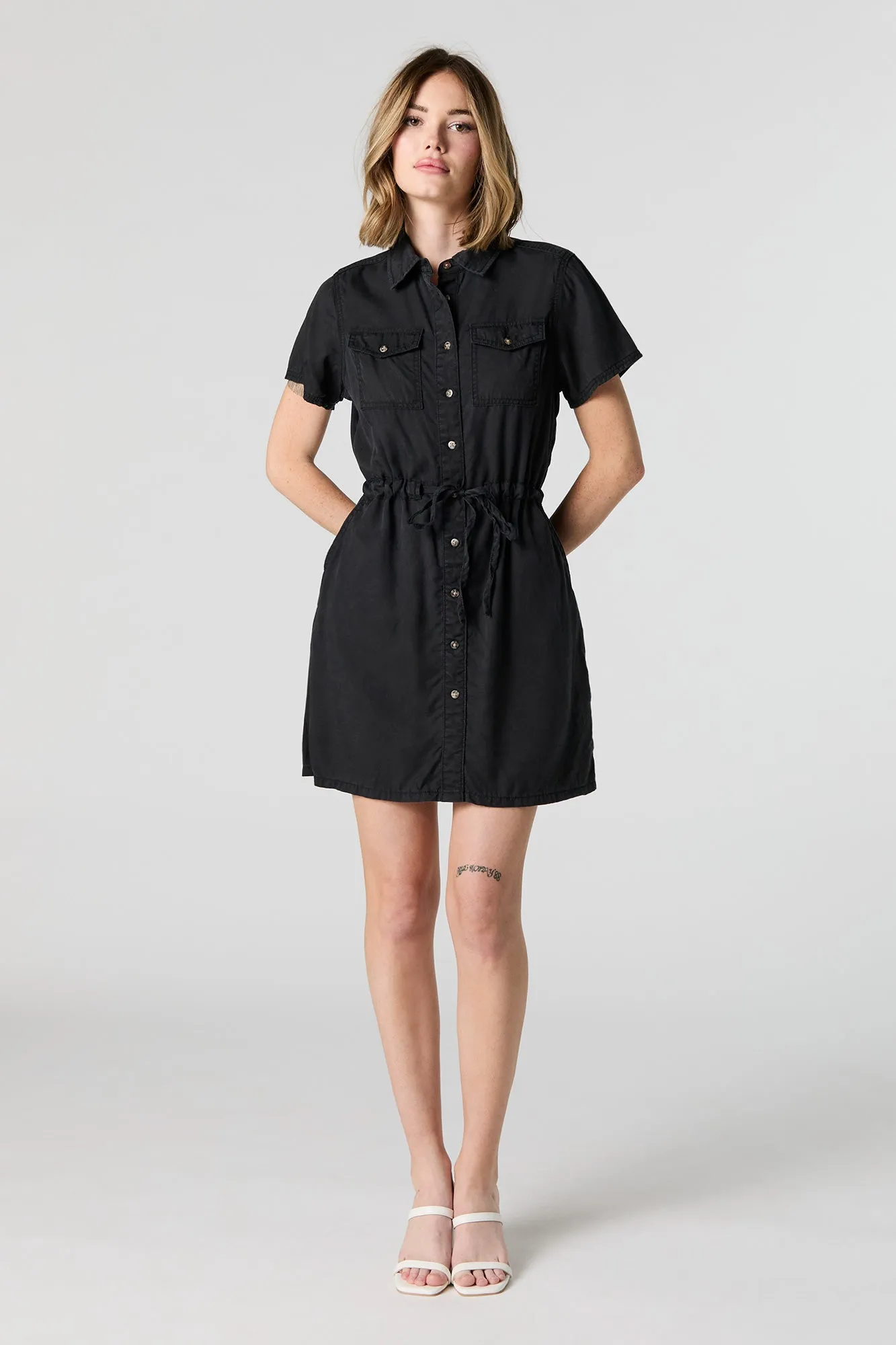 Button-Up Self Tie T-Shirt Dress sold by Urban Planet product image thumbnail 3
