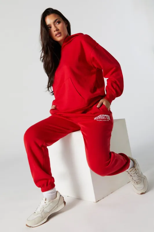 Manhattan Embroidered Fleece Jogger sold by Urban Planet