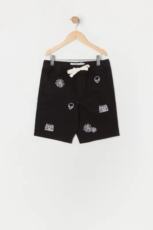 Short avec micromotif brodé Extra-terrestre pour garçon sold by Urban Planet