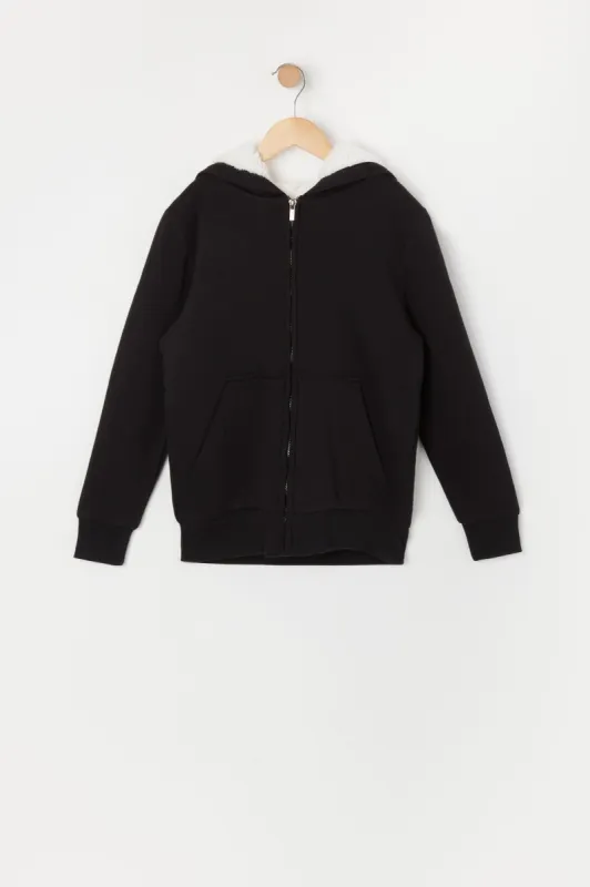 Boys Sherpa Lined Zip-Up Hoodie sold by Urban Planet