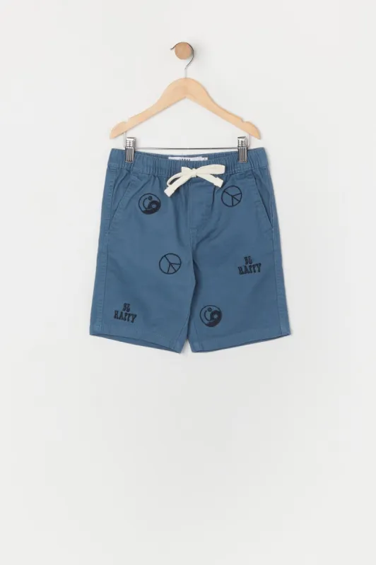 Short avec micromotif brodé Symbole de la paix pour garçon sold by Urban Planet