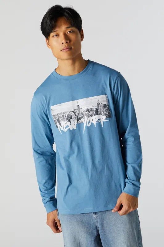 New York Skyline Graphic Long Sleeve Top sold by Urban Planet