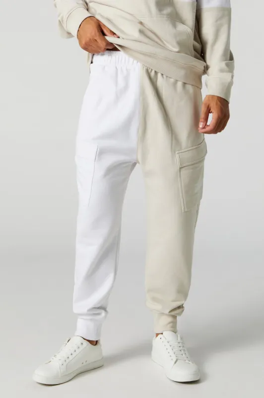 Fleece Colourblock Cargo Jogger sold by Urban Planet