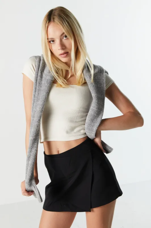 Ribbed Square Neck Cropped T-Shirt sold by Urban Planet