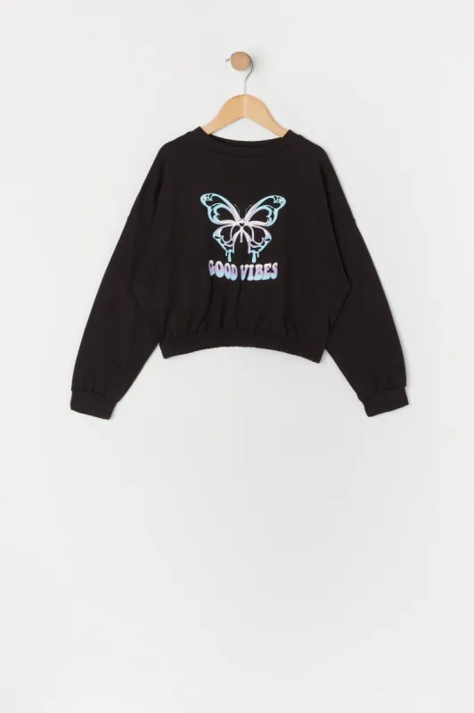 Girls Good Vibes Graphic Cinched Top made by Urban Planet