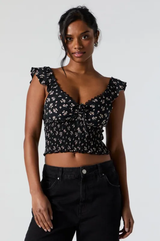 Floral Milkmaid Front Tie Top sold by Urban Planet