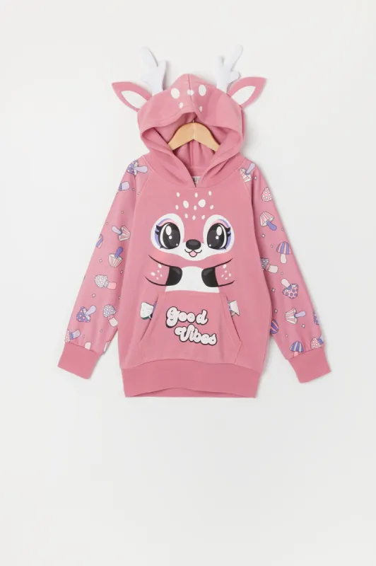 Girls Mushroom Reindeer Character Hoodie sold by Urban Planet