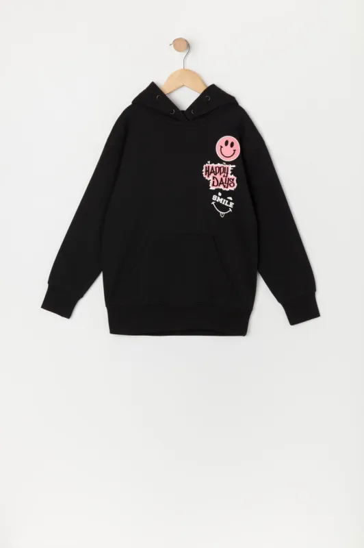 Girls Happy Days Graphic Fleece Pullover Hoodie sold by Urban Planet